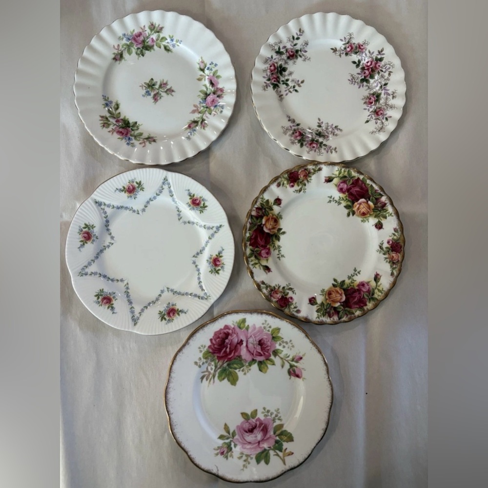 Royal Albert Bone China Side Plate Set of 5 | 6.5” Mixed Floral England